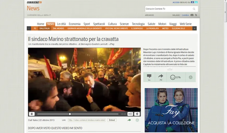 Agresat în centrul oraşului: Protestatarii furioşi l-au TRAS DE CRAVATĂ pe primarul Romei VIDEO
