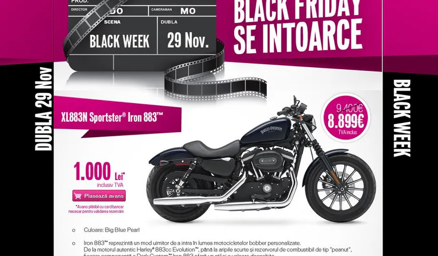 Black Friday 2013 Domo: Surpriză! Se vând maşini şi motociclete Harley Davidson
