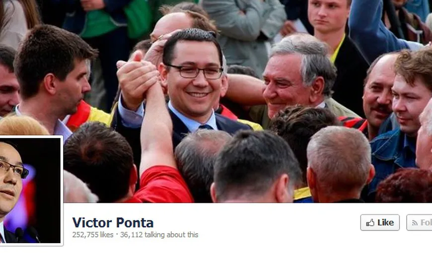 Victor Ponta, câştigător în topul Facebook, cu peste un sfert de milion de prieteni