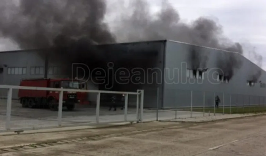 Incendiu puternic la o fabrică din Dej VIDEO