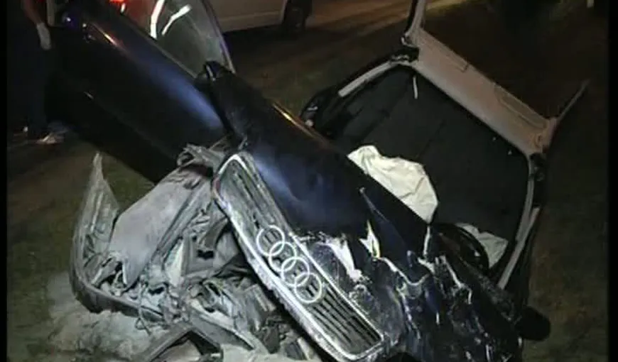 ACCIDENT MORTAL în Sibiu: O maşină a intrat violent într-un cap de pod VIDEO