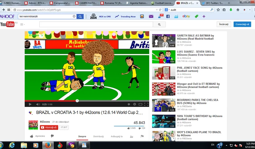 CM 2014. Brazilia – Croaţia în desene animate. Parodie teribilă despre penalty-ul INVENTAT pentru brazilieni