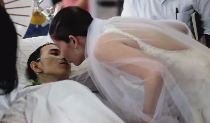 Imaginile care au emoţionat o lume întreagă! S-au căsătorit cu 10 ore înainte ca mirele să moară – VIDEO