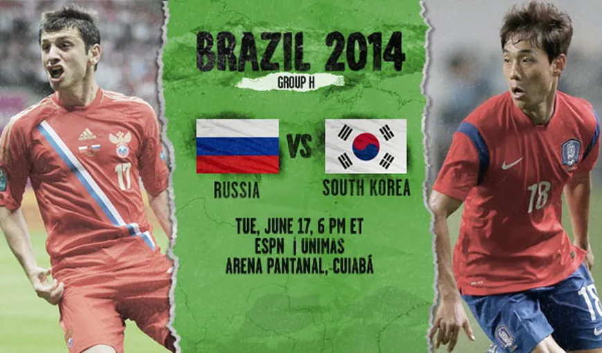 CAMPIONATUL MONDIAL DE FOTBAL 2014: Rusia-Coreea de Sud 1-1