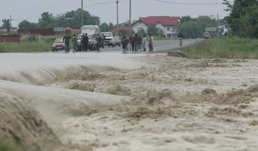 Potop în Bistriţa-Năsăud: O ploaie TORENŢIALă a inundat zeci de gospodării şi a afectat fântânile VIDEO