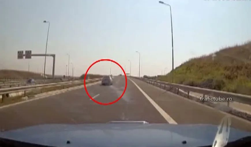 Un şofer din Sibiu, PERICOL PUBLIC. A mers cu spatele pe autostradă VIDEO