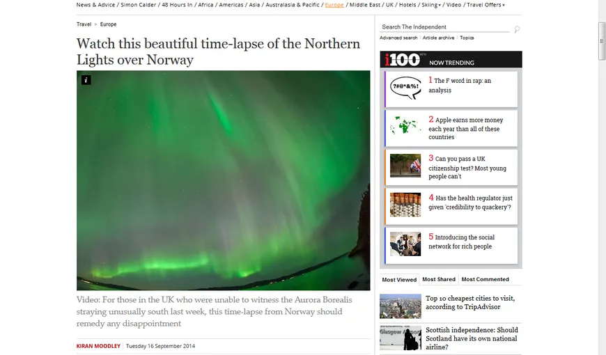Spectacol ceresc: Aurora Boreală deasupra Norvegiei VIDEO