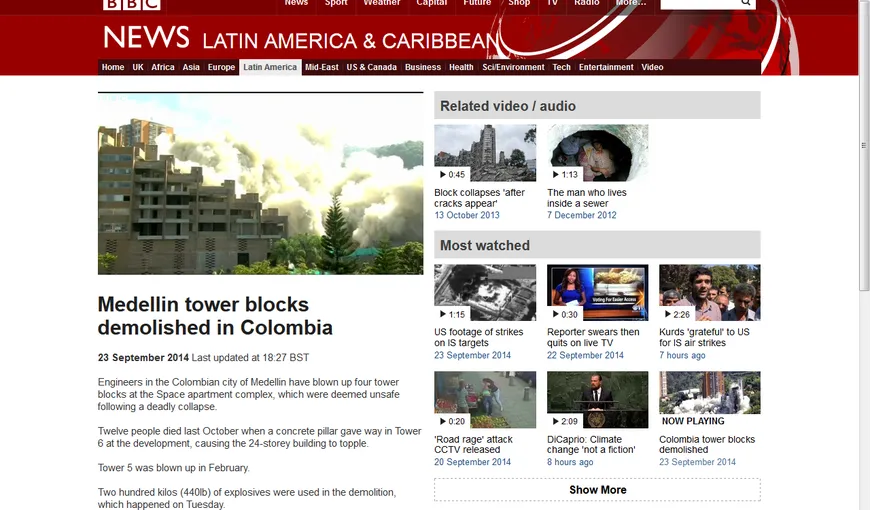 S-a prăbuşit în câteva secunde: Un bloc de 22 de etaje a fost dărâmat prin explozie controlată VIDEO