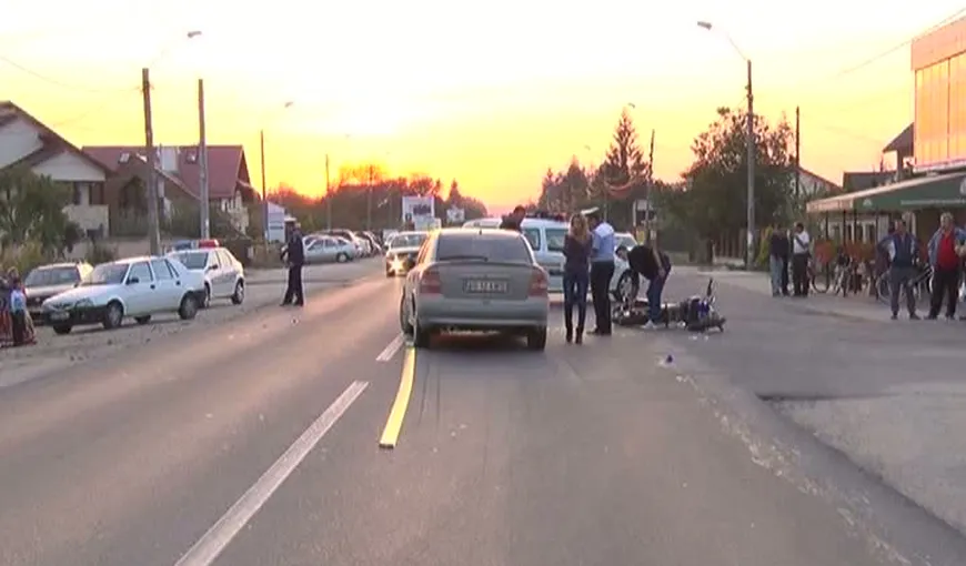 Accident teribil în Argeş. Un motociclist beat a ieşit în intersecţie fără să se asigure VIDEO