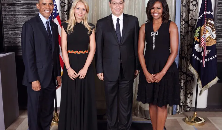 Victor Ponta şi Daciana Sârbu, alături de Barack şi Michelle Obama, la un dineu oficial, la New York