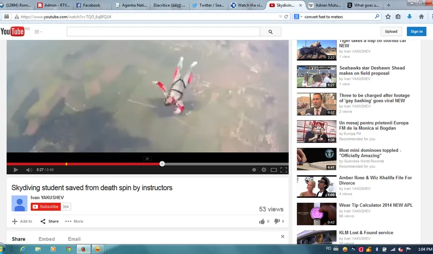 Panică în aer. Paraşutist începător, salvat în ultima clipă din „spirala morţii” VIDEO