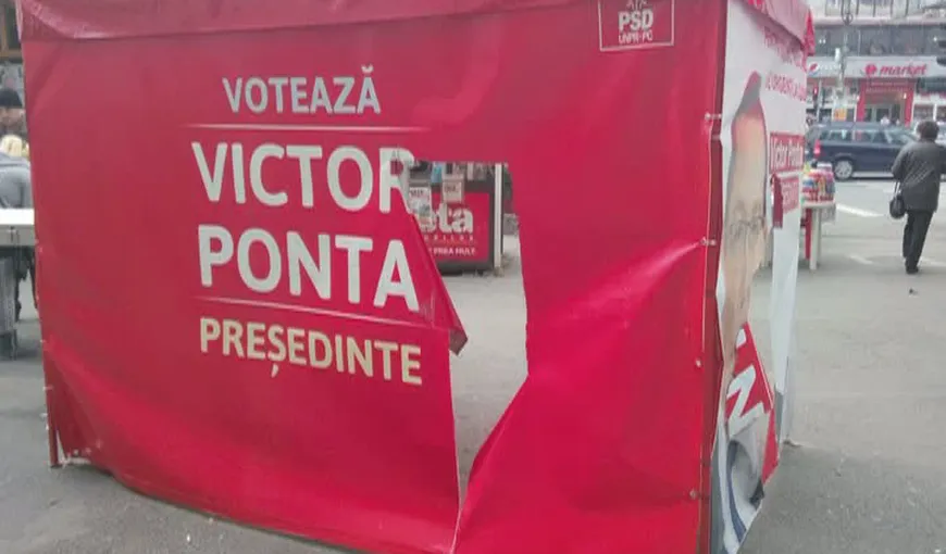 ALEGERI PREZIDENTIALE 2014. Corturile şi materialele de campanie ale lui Ponta, VANDALIZATE în Cluj