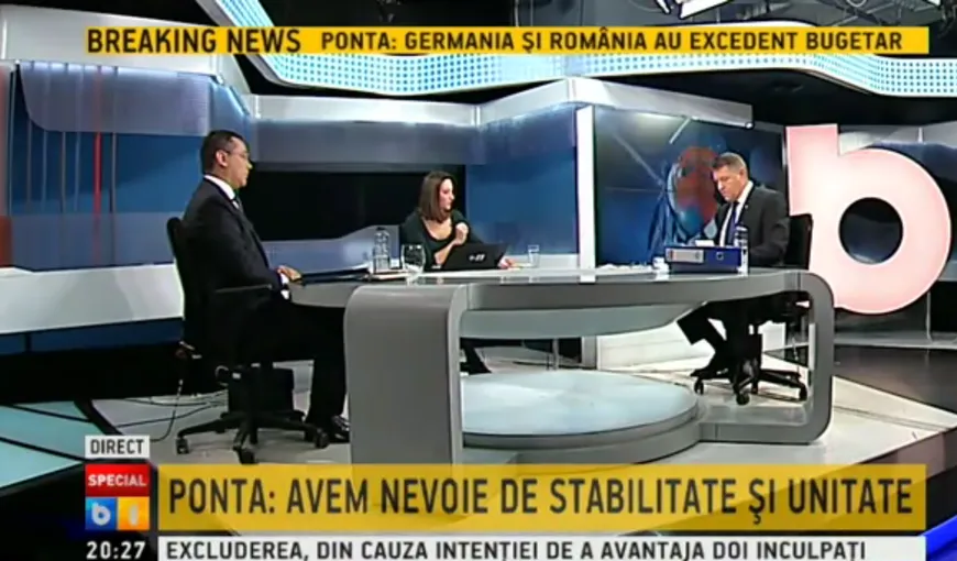 DEZBATERE PONTA – IOHANNIS. Victor Ponta calm, Iohannis încearcă să fie agresiv VIDEO