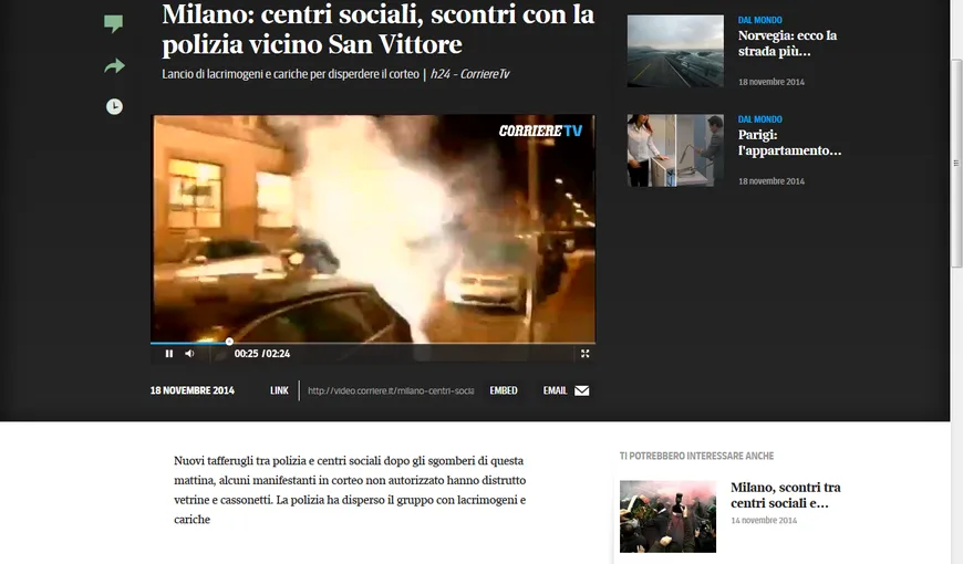 Ciocniri violente la MILANO, între manifestanţi şi poliţie după evacuarea unor centre sociale VIDEO