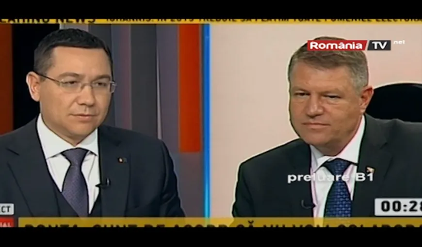 Moment FUNNY la dezbaterea PONTA-IOHANNIS: Îi daţi domnului Ponta 30 de secunde? Iohannis: NU, nu-i dau VIDEO