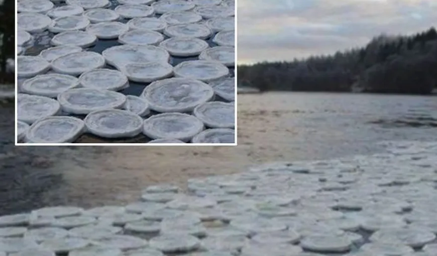 Fenomen rar pe un lac britanic: Gheaţă în formă de clatită FOTO