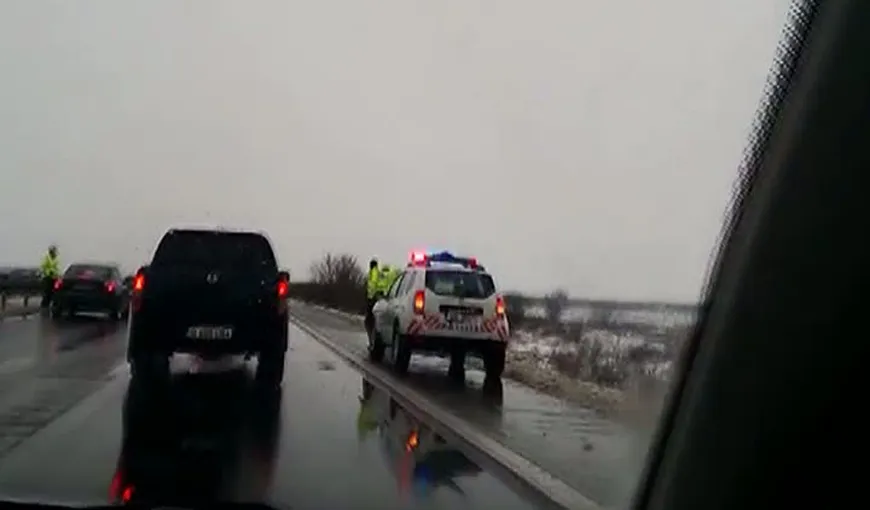ACCIDENT pe autostrada Bucureşti-Piteşti: Un rănit a fost preluat de un elicopter VIDEO