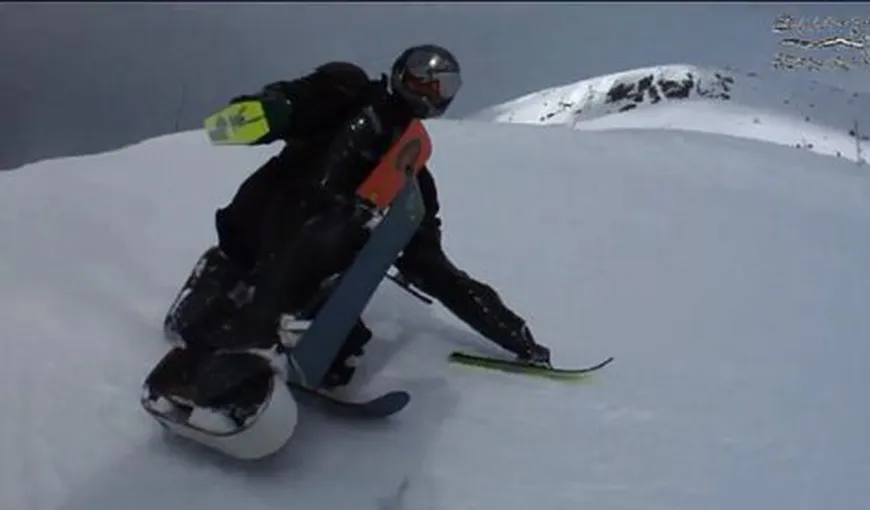 O nouă invenţie pe pârtiile de schi. Cea mai trăsnită distracţie pe zăpadă VIDEO