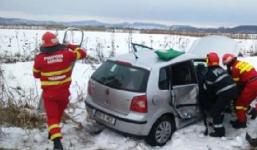 Accident grav la Sibiu din cauza ninsorii