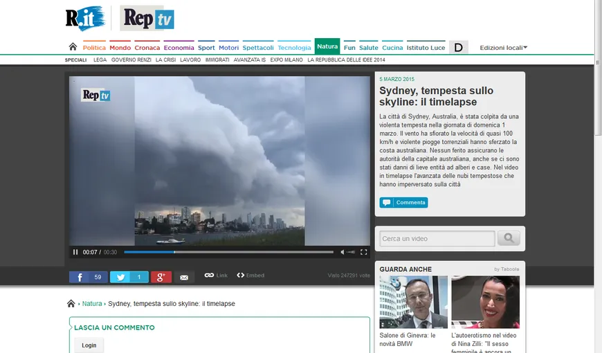 Furtună SPECTACULOASĂ la Sydney VIDEO