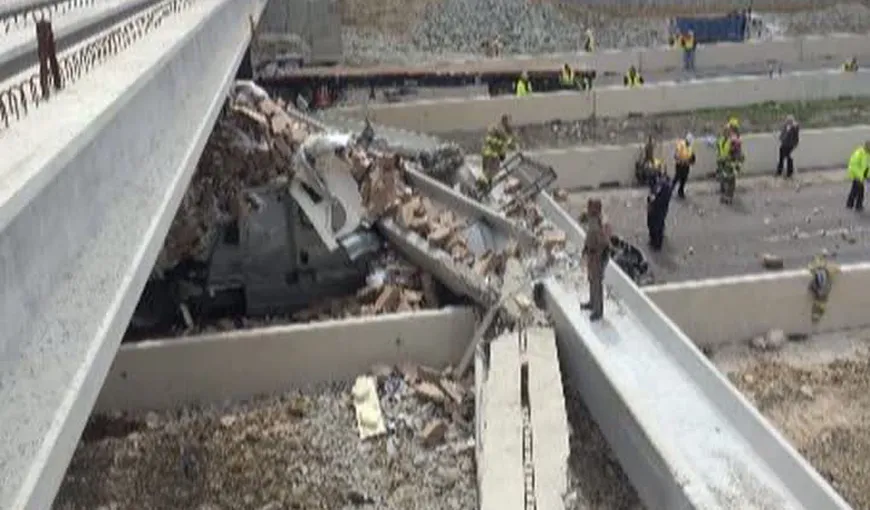 Un pod de pe o autostradă din SUA a cedat: Un om a murit şi alţi trei au fost răniţi