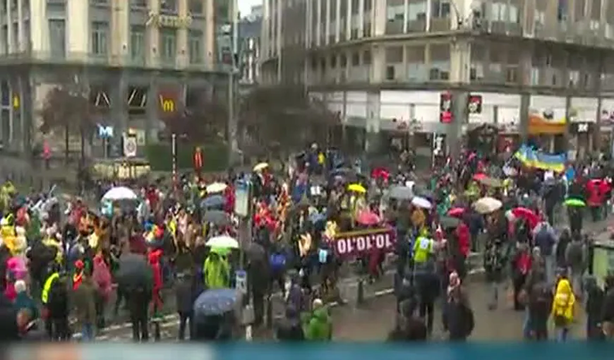 Proteste majore anti-austeritate la Bruxelles VIDEO