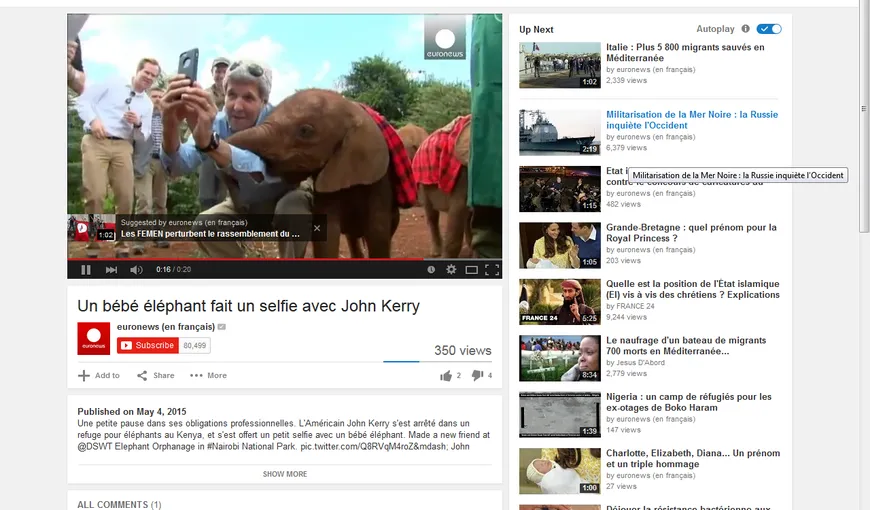 John Kerry s-a fotografiat cu un pui de elefant VIDEO