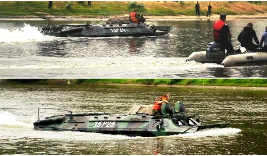 Exerciţiu militar: Amfibii blindate pe Mureş FOTO