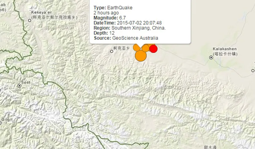 CUTREMUR cu magnitudine 6.7 în China. Cel puţin patru replici seismice şi trei morţi
