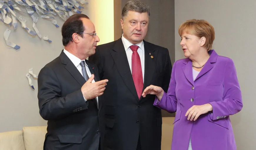 Ucraina: Întâlnire Hollande-Merkel-Poroşenko, luni, la Berlin, pe tema acutizării conflictului din Ucraina