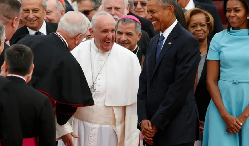 Papa Francisc, vizită istorică în SUA. A fost întâmpinat de Obama şi 15.000 de oameni la Casa Albă VIDEO