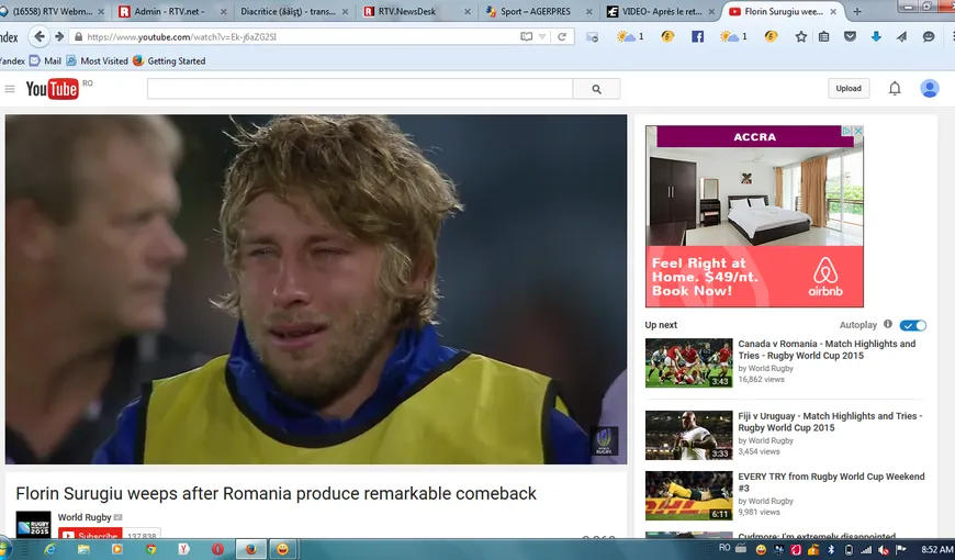 Moment emoţionant la rugby. Florin Surugiu a plâns în hohote după victoria României la Cupa Mondială VIDEO