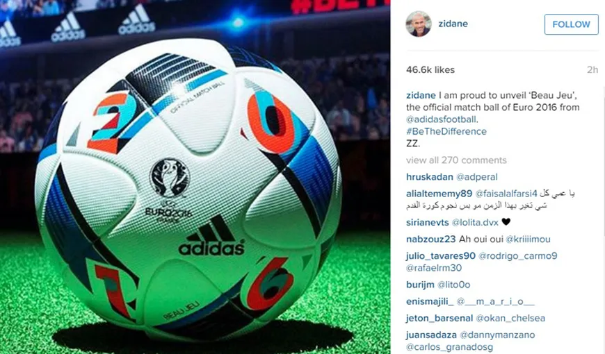 Zinedine Zidane a prezentat BEAU JEU, balonul oficial de la EURO 2016