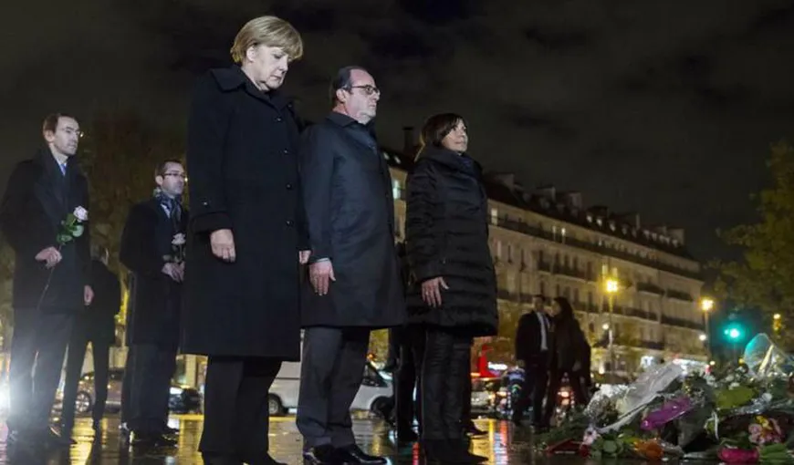 Merkel, alături de Hollande la omagierea victimelor atentatelor din Franţa
