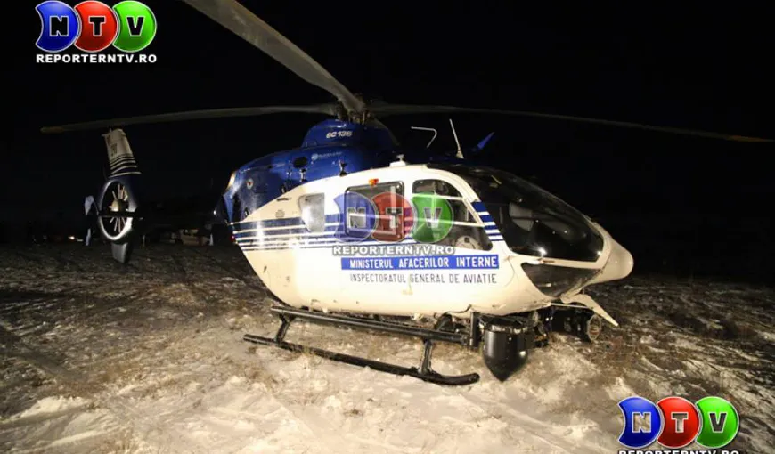 Misiune de salvare cu elicopterul în Tulcea. Un bărbat s-a rătăcit pe un lac îngheţat