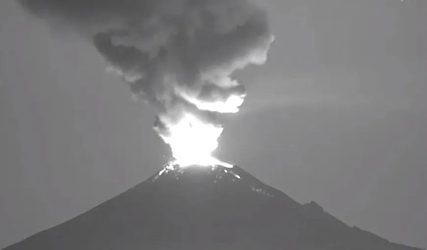 Cod galben de alertă în Mexic. Activitatea vulcanului Popocatepetl s-a intensificat VIDEO