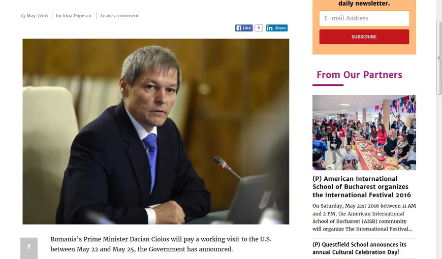 Dacian Cioloş, vizită de lucru în SUA: Discutăm despre oportunităţile energetice enorme din Marea Neagră