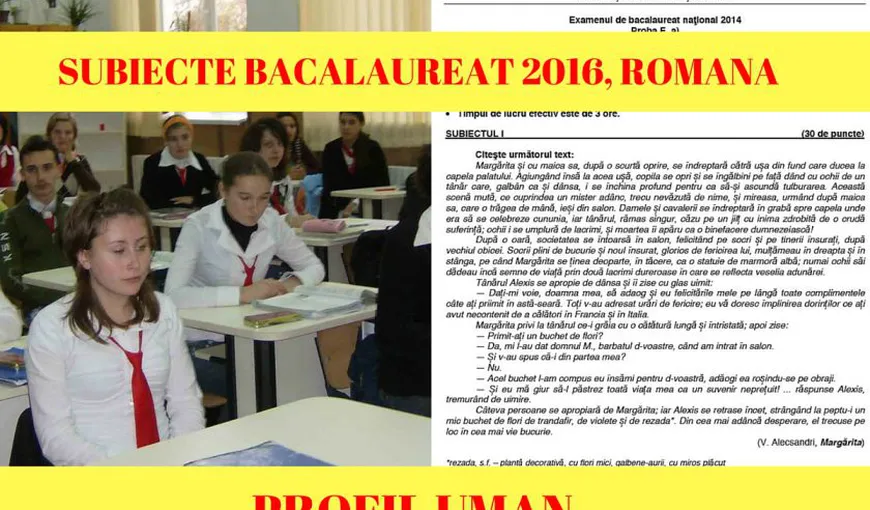 SUBIECTE ROMANA BACALAUREAT 2016, sesiunea de toamnă. SUBIECTE şi BAREME BAC 2016