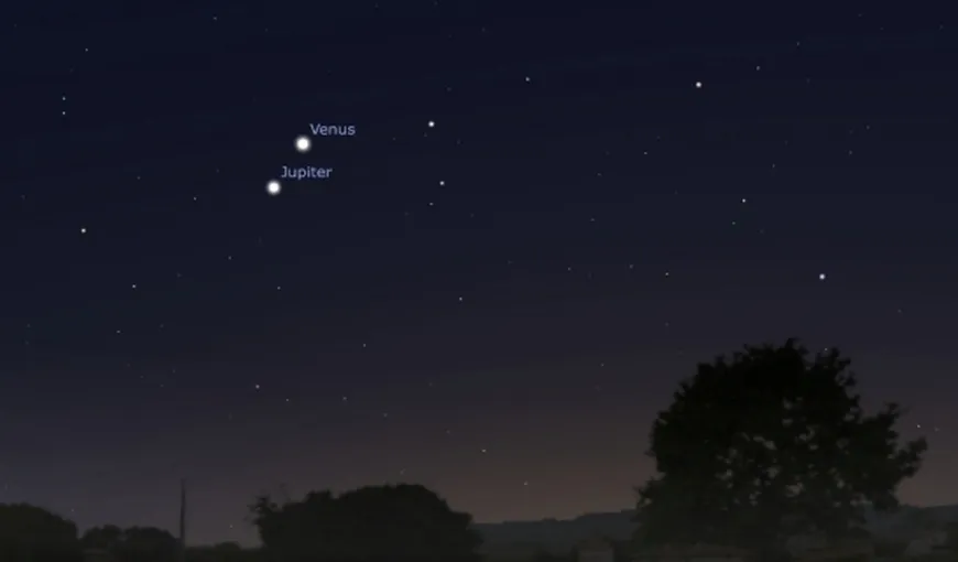 Conjuncţie spectaculoasă între Venus şi Jupiter, în jurul orei 20:30