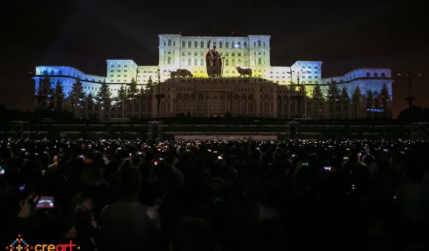 iMapp Bucharest: 104 proiectoare vor lumina sâmbătă seară Palatul Parlamentului