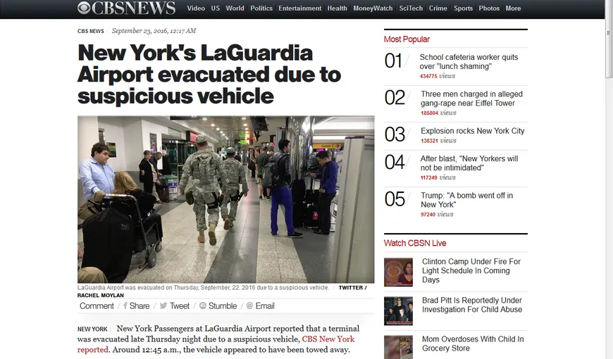 SUA: ALERTĂ pe aeroport: Un terminal a fost evacuat de urgenţă