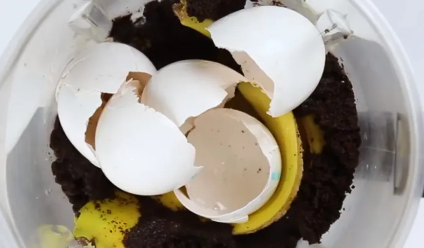 A pus ouă, coji de banană şi zaţ de cafea în blender. Ce a făcut apoi cu pasta e uimitor