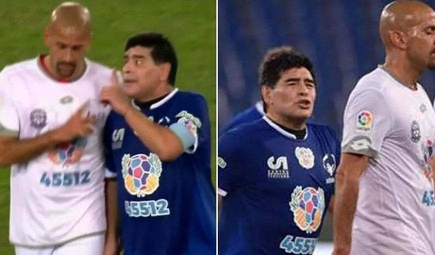 Cel mai jalnic meci de binefacere. Maradona şi Veron, ceartă aprigă în pauza unei partide caritabile VIDEO