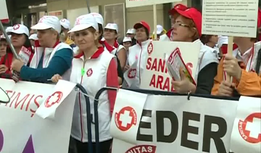 Sindicaliştii din Sănătate au protestat în Capitală. Peste 35.000 de persoane au semnat pentru declanşarea grevei generale