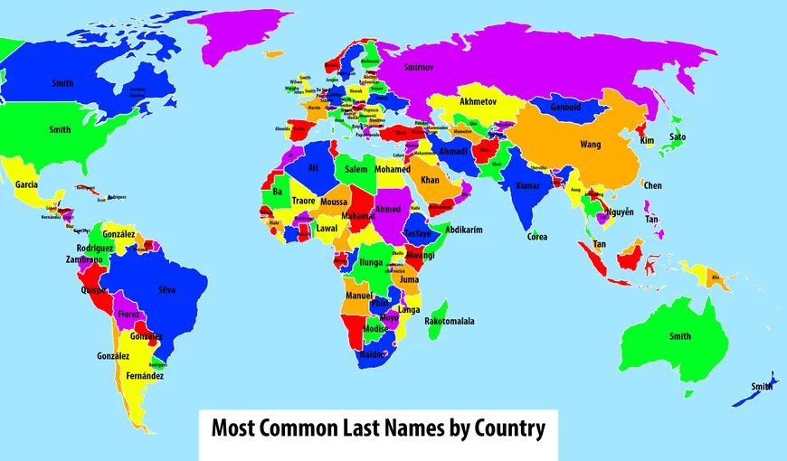 Cele mai comune nume de familie din fiecare ţară. Ce este scris pe buletinul celor mai mulţi români