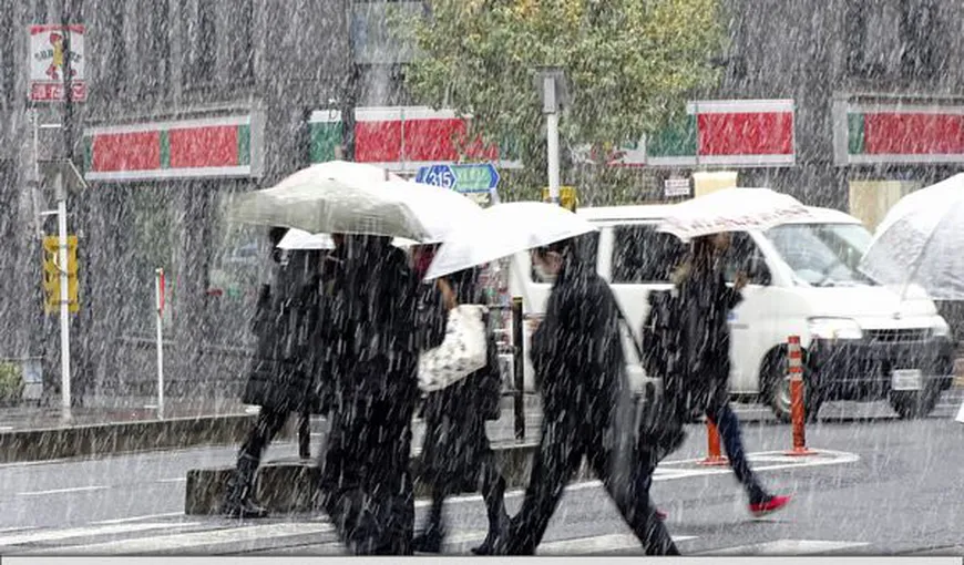 Locuitorii din Tokyo, luaţi prin surprindere! A nins pentru prima oară în luna noiembrie după 54 de ani