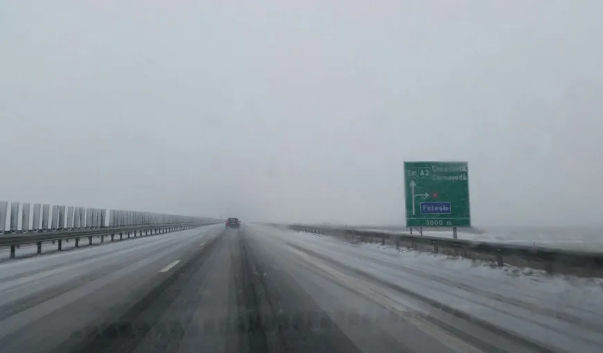 Ninge puternic între Drajna şi Feteşti, pe Autostrada Bucureşti-Constanţa. Situaţia traficului