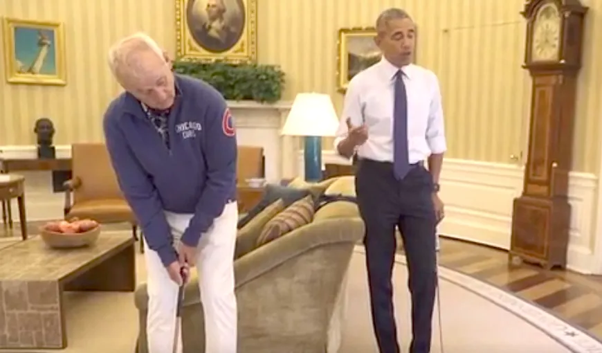 SUA: Biroul Oval, teren de golf pentru preşedintele Barack Obama şi actorul Bill Murray