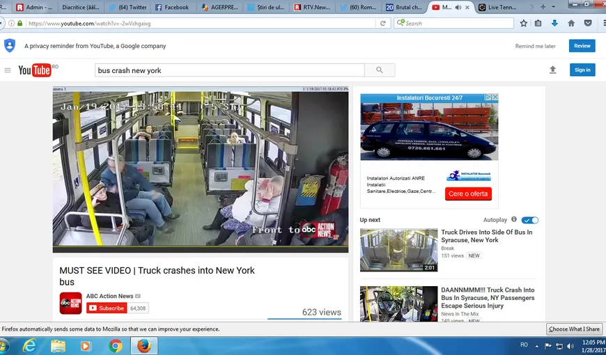 Accident şocant la New Yok, între o camionetă şi un autobuz. Impactul a fost filmat din mai multe unghiuri VIDEO