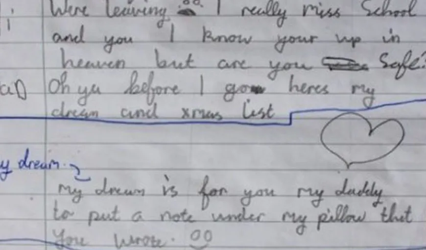 Un băieţel a trimis o scrisoare în ceruri, unde se află tatăl său